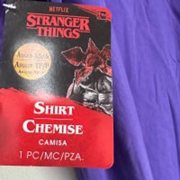 T-Shirt Adult Dustin Byte Off Stranger Things NWT XS 100% Cotton Purple - Picture 5 of 6